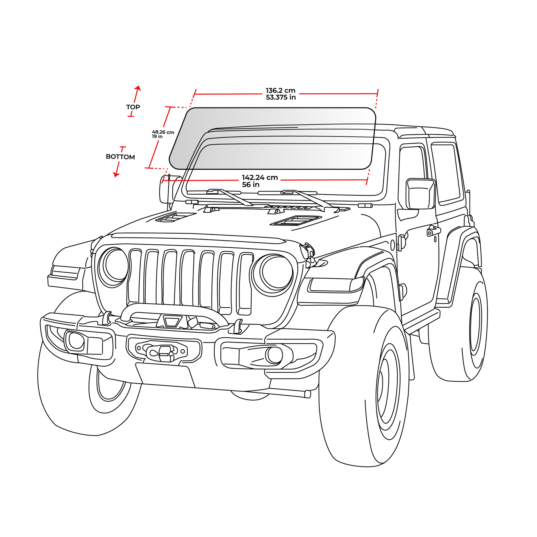 Jeep Wrangler (JL) and Gladiator (JT) DIY Windshield Protection Film Kit
