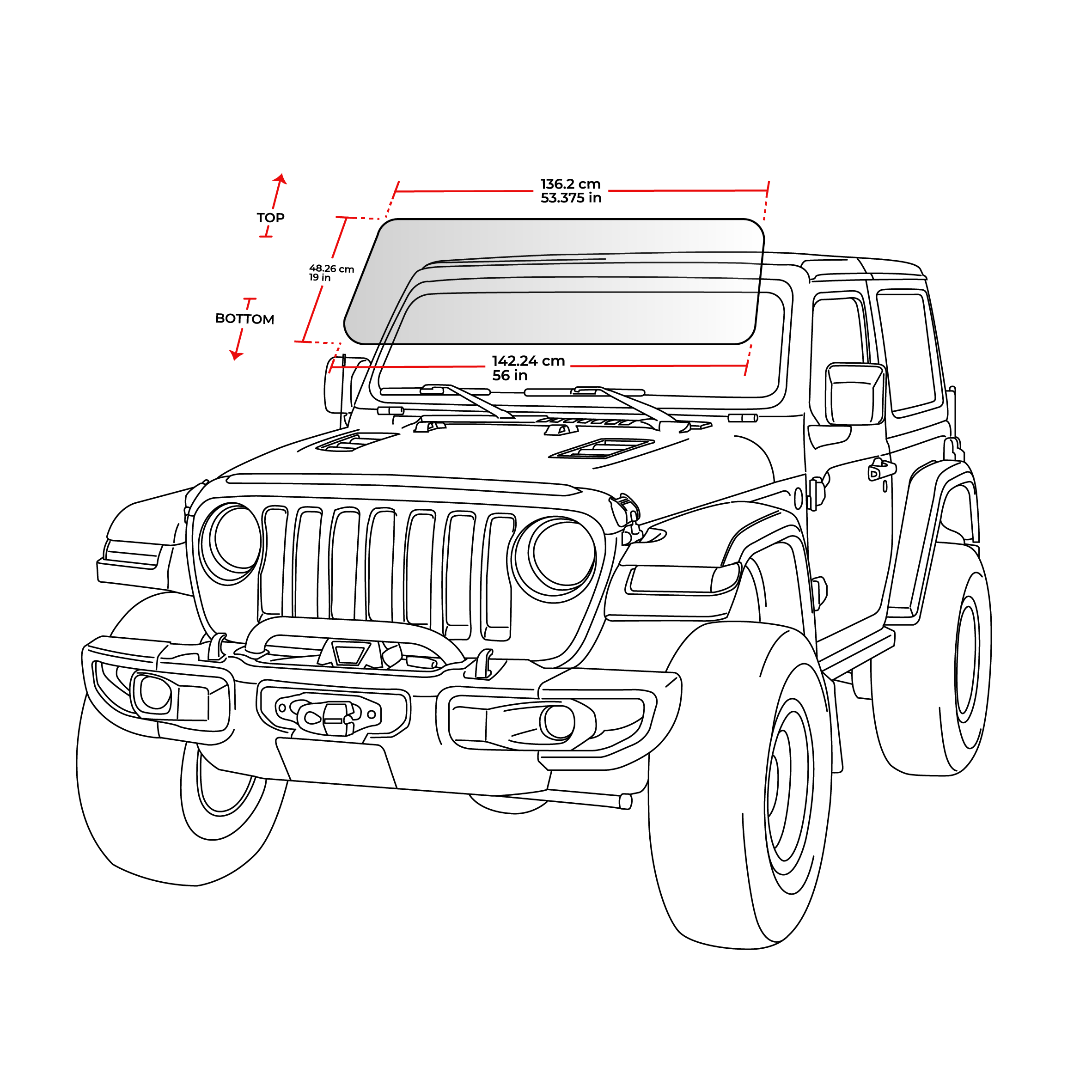 Jeep Wrangler (JL) and Gladiator (JT) DIY Windshield Protection Film Kit