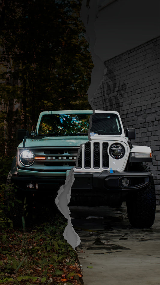 jeep and bronco split down the middle protected by exoshield ultra diy windshield protecetion film